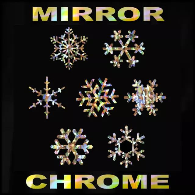 Snowflakes Sticker 7 Pack - Winter Snowflake Decals - Select Chrome Color Size