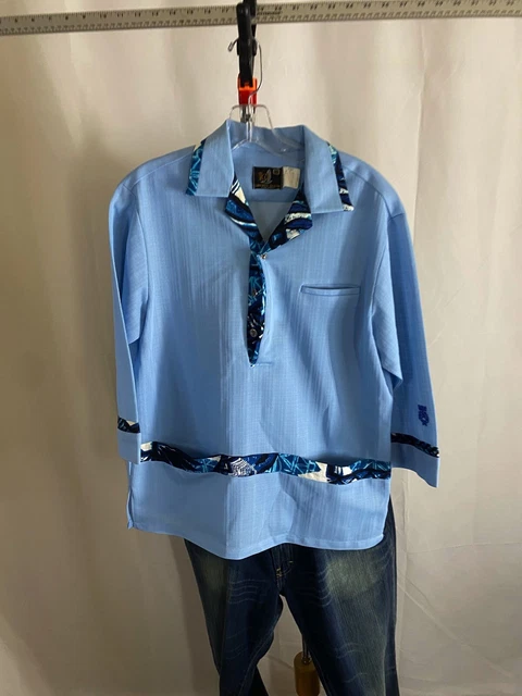VTG 1960's Liberty House Hawaii Unique Silver Button Shirt Medium M Short