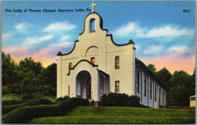 Harveys Lake, Pennsylvania Postcard "Our Lady of Victory Chapel" Church / Linen