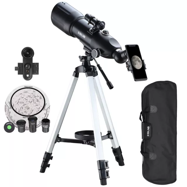 F40080 Telescope with High Tripod Storage Bag Phone Holder For Moon Watching