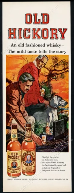 1958 Weimaraner dog Bob Peak art Old Hickory Bourbon whiskey vintage print ad