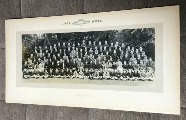 1936 large group photo on board - gibbs school sloane street