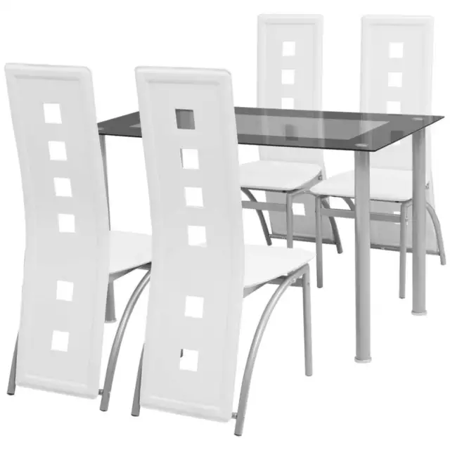 Set da Pranzo 5 pz Sala Casa Cucina Tavolo e 4 Sedie in Ecopelle Bianco vidaXL