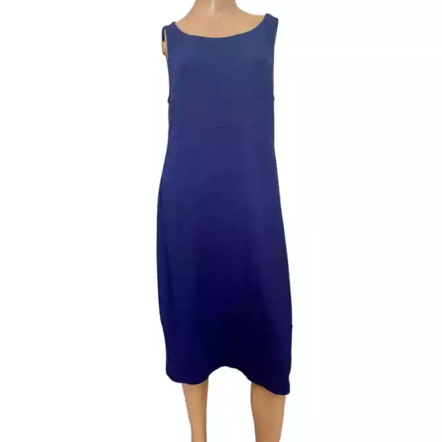 Eileen Fisher Women’s Round Neck Sleeveless Midi Dress Stretch Royal Blue Size M