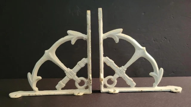 2 Cast Iron Anchor Brackets Garden Braces Shelf Bracket Corbels Beach Nautical 3