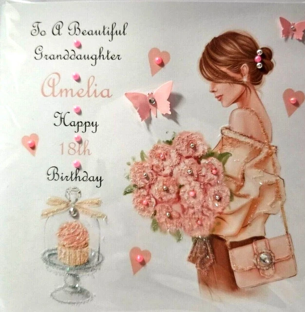 Personalised 21st Birthday Greeting Card – Handmade Peach & Black Butterfly Design For Daughter, Sister, Niece, Granddaughter