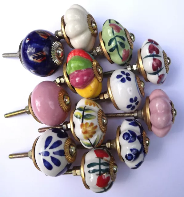 Porcelain Ceramic knobs pulls kitchen cupboard and wardrobe door - 12 types