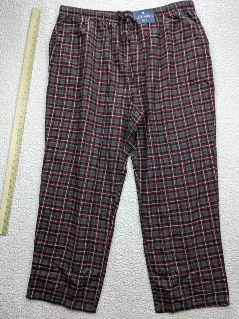 Stafford Mens 3XL x32 Flannel Lounge Pajama Sleep Pants Red Gray Plaid