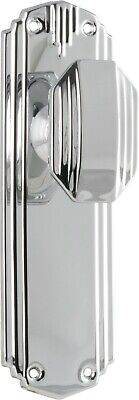 polished chrome deco "napier" door handles ,rectangular knob backplates 178 x54