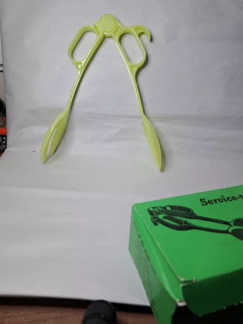 Vintage Tupperware Salad Tongs Yellow Pastel 1954  #113-2 Tupper Corp USA 2