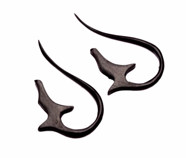A Pair of Black African Natural Wood USA Ebony Coconut Wooden Earrings EAR884