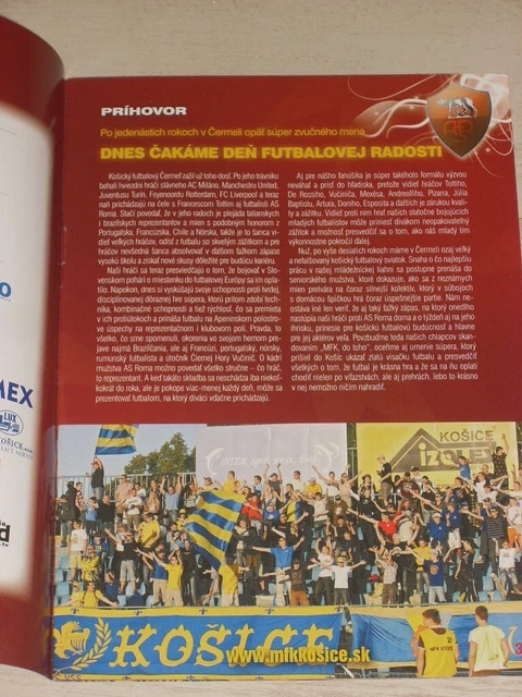 FC VSS KOSICE Slovakia AS Roma UEFA Europa League 2009 Programma
