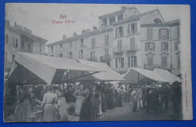 Cartolina Asti mercato piazza delle erbe Modiano