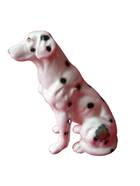 Vintage Dog Figurine Bone China Dalmation Puppy Japan 3" Tall Original Sticker