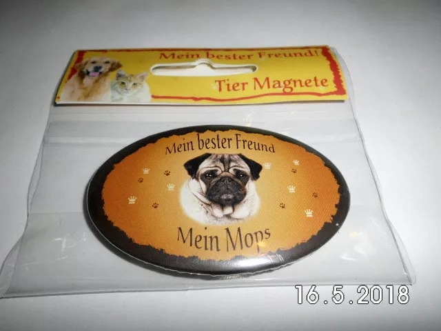 Magnet Flaschenöffner Mops, Kühlschrankmagnet, Hund