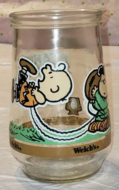 Vintage Welchs Jelly Jar Peanuts Charlie Brown Lucy Football It's Kick Off Time