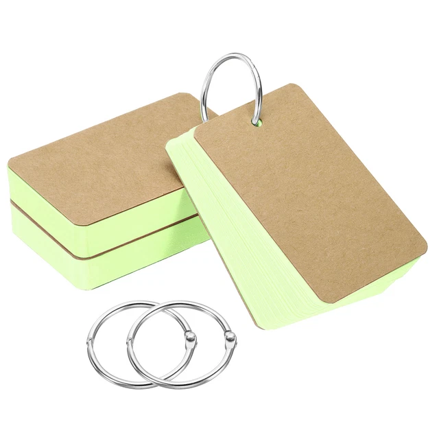 3.5" x 2" Blank Flash Cards with Rings Study Card Index Cards Note, Green 150pcs