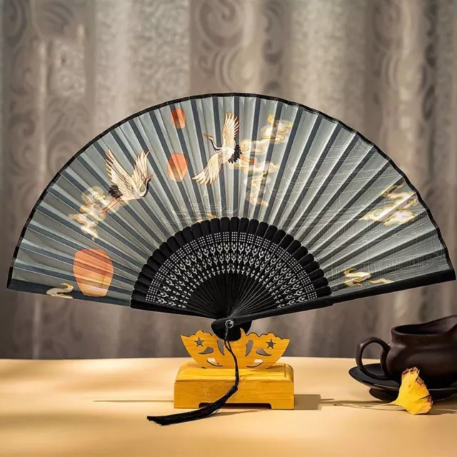 Chinese Style Folding Fan Silk Bamboo Hand Held Dance Fans Wedding Party Favor