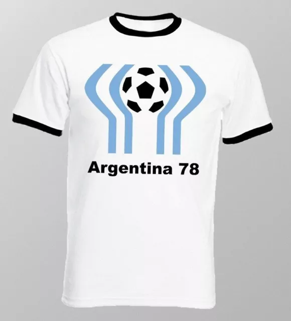 Argentina 78 World Cup Football Soccer Maradona white t-shirt 9306