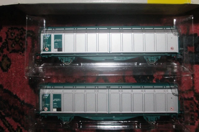LOT DE WAGONS à parois coulissantes Hbikks DSB + tombereau MAV Klein Modellbahn EUR 65,00