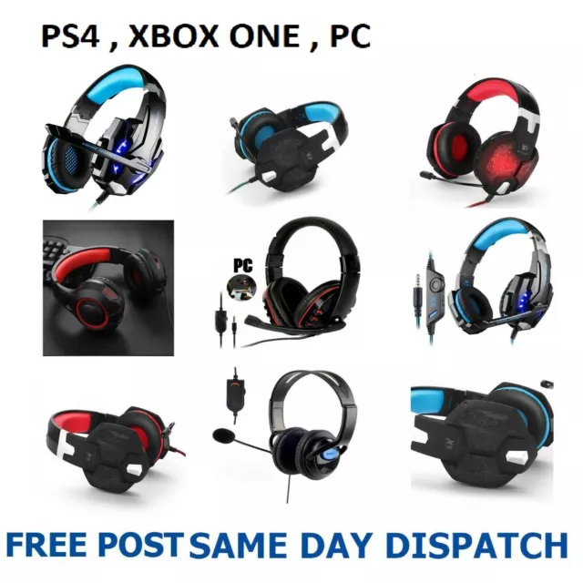 Pro Stereo Surround Live Gaming Chat Headset For PS4 Wii XBOX One Switch