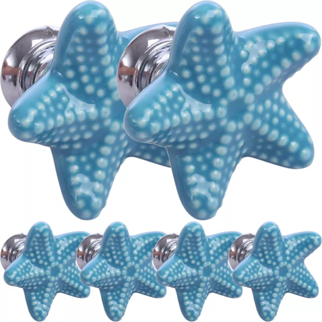 6 Pcs ocean door knobs Zinc Alloy Cupboard Ceramic Cabinet Handle Decorative