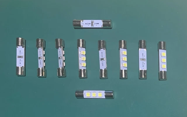 10x Cool White 8V 29mm LED Fuse Lamp Light Bulb : Sansui Marantz Pioneer Kenwood