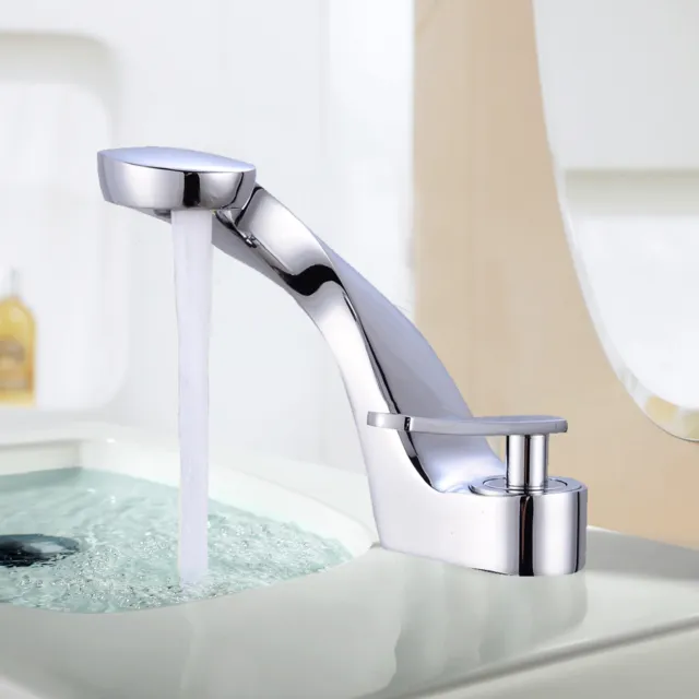 Modern Chrome Bathroom Basin Sink Mono Mixer Tap Filler Waste Single Handle