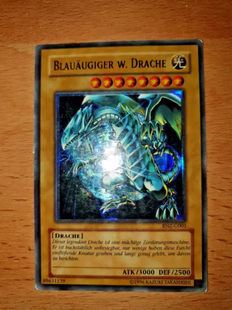 YuGiOh Blauäugiger w. Drache BNZ-G001 Ultra Rare Deutsch Banzai Magazine Promo