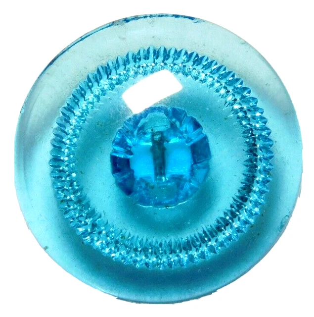 Antique Vtg Translucent Turquoise Glass BUTTON NICE #J1