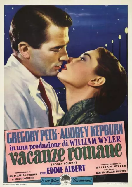 ROMAN HOLIDAY Movie POSTER 27 x 40 Audrey Hepburn, Gregory Peck, Italian B