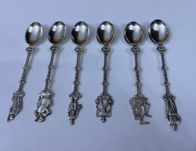 Vtg JH 90 JH90 Dutch Holland Ornate Fancy Silver Plate Figural Teaspoons Spoons