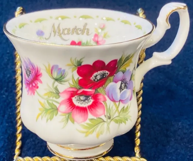 Royal Albert- Demi Teacup Only- March Anemones- Floral/Gold Trim-England- Nice!