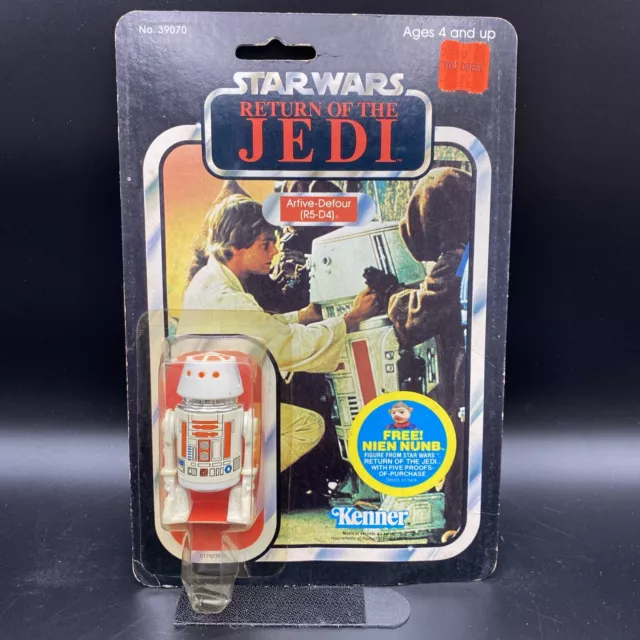 Figura vintage original Kenner Star Wars R5-D4 Arfive-Defour con 48 Cardback