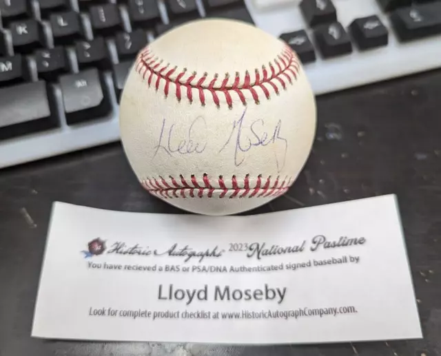 Lloyd Moseby Signed MLB Rawlings Baseball Blue Jays Autograph COA Beckett