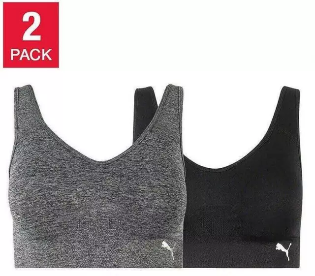 PUMA WOMEN'S 2 Pack Seamless Sports Bra Removable Cup Convertible