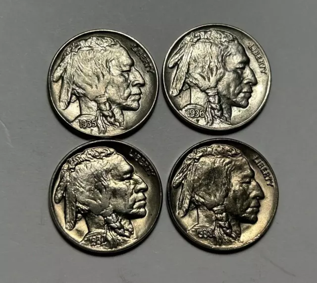 1935 Bu, 1936 Bu, 1937 Bu And 1938 D Bu Buffalo Nickel