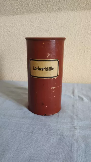 Alte Apothekerdose Apothekergefäß Deckeldose LORBEERBLÄTTER