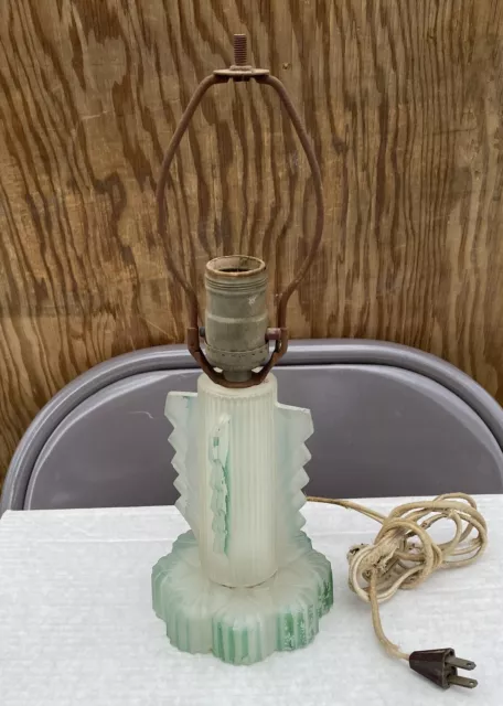 Vintage Art Deco Electric Skyscraper Light Glass Table Desk Room Boudoir Lamp