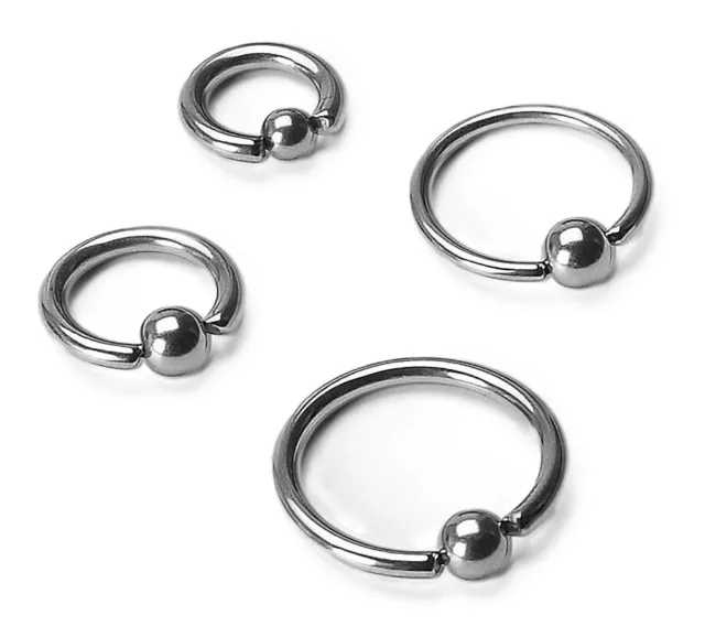 1 or 2 Rings Steel CBR Captive Bead Ring 12g to 00g  Ear Nose Septum Nipple #RSM