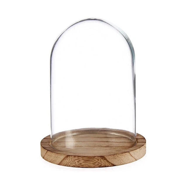 Figura Decorativa Marrón Transparente Cúpula Cristal Madera [12,5 x 15,5 x 12