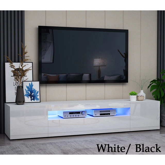 180/200CM MODERN TV Stand Unit High Gloss Doors w/LED Lights