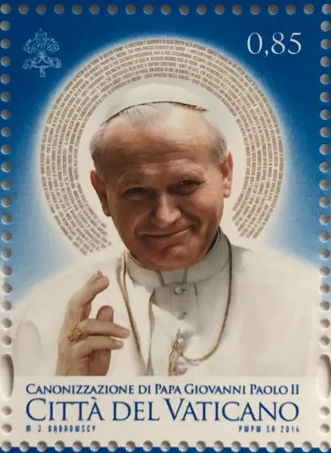 Vaticano 2014 Polonia Francobollo Canonizzazione Papa Giovanni Paolo Ii Wojtyla