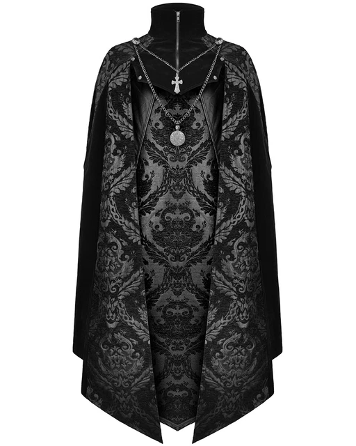 Mantello da vampiro gotico da uomo moda diavolo mantello lungo velluto nero damascato steampunk Mantello da vampiro gotico da uomo moda diavolo mantello lungo velluto nero damascato steampunk