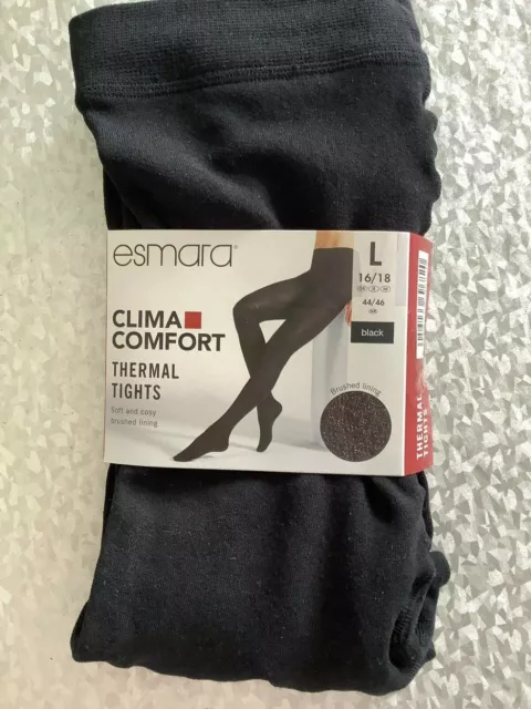 BNWT LADIES BLACK Clima Comfort Thermal Tights Size L 16/18 By