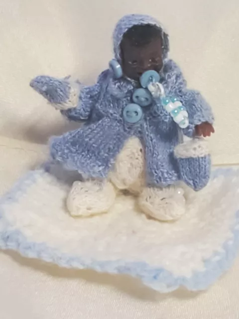 1/12th Dolls House Miniature Poseable  Dressed Baby Doll