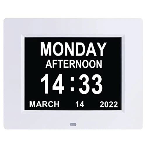 8 INCH DIGITAL Calendar Day Date Time Clock 12 Alarm Options,Auto