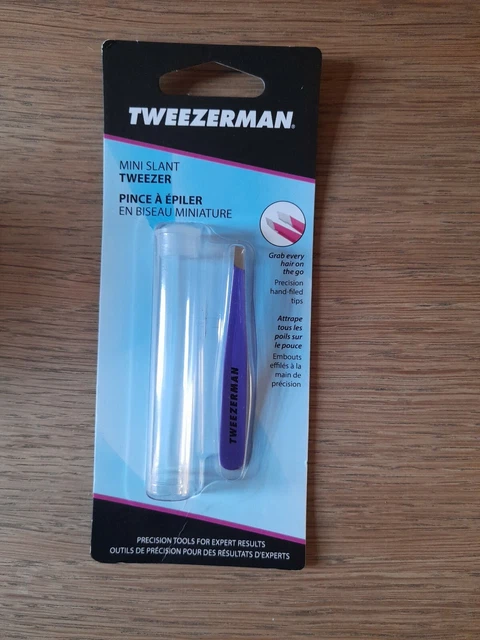 Mini pinza inclinada y cápsula Tweezerman púrpura