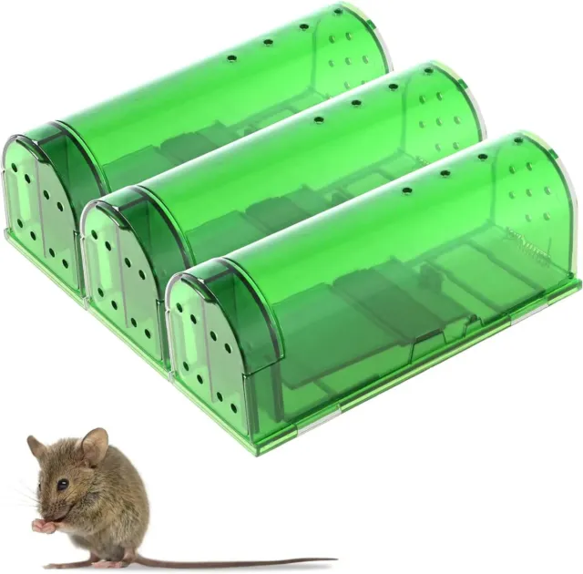 Humane Live Mouse Traps Catch Mice No kill Reusable Small Mice Trap Device 3Pack