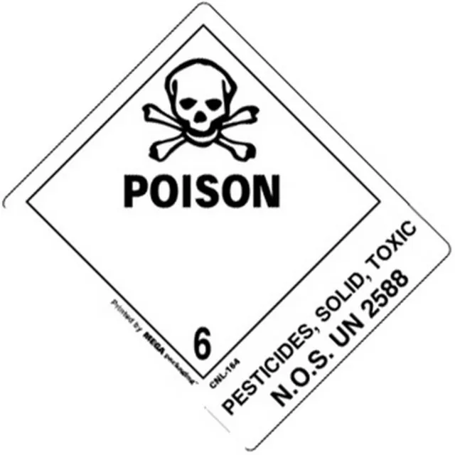 4" x 4-3/4" Poison - Pesticides, Solid, Toxic, N.O.S. UN2588 Labels (500 per